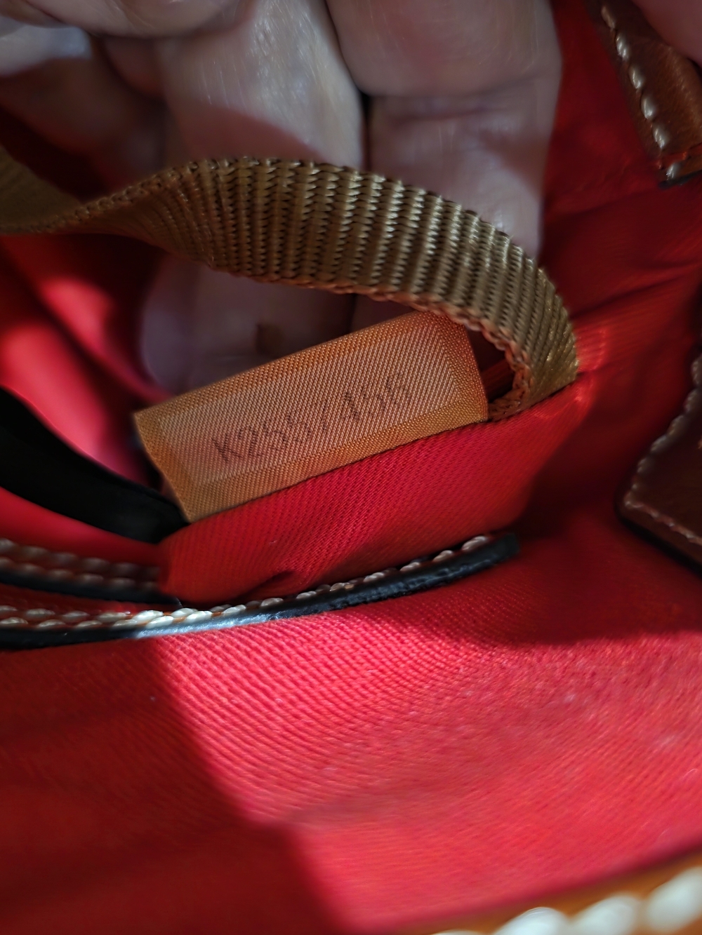Dooney & Bourke Navy Pebbled Leather Crossbody with Tan Strap - Picture 6 of 11